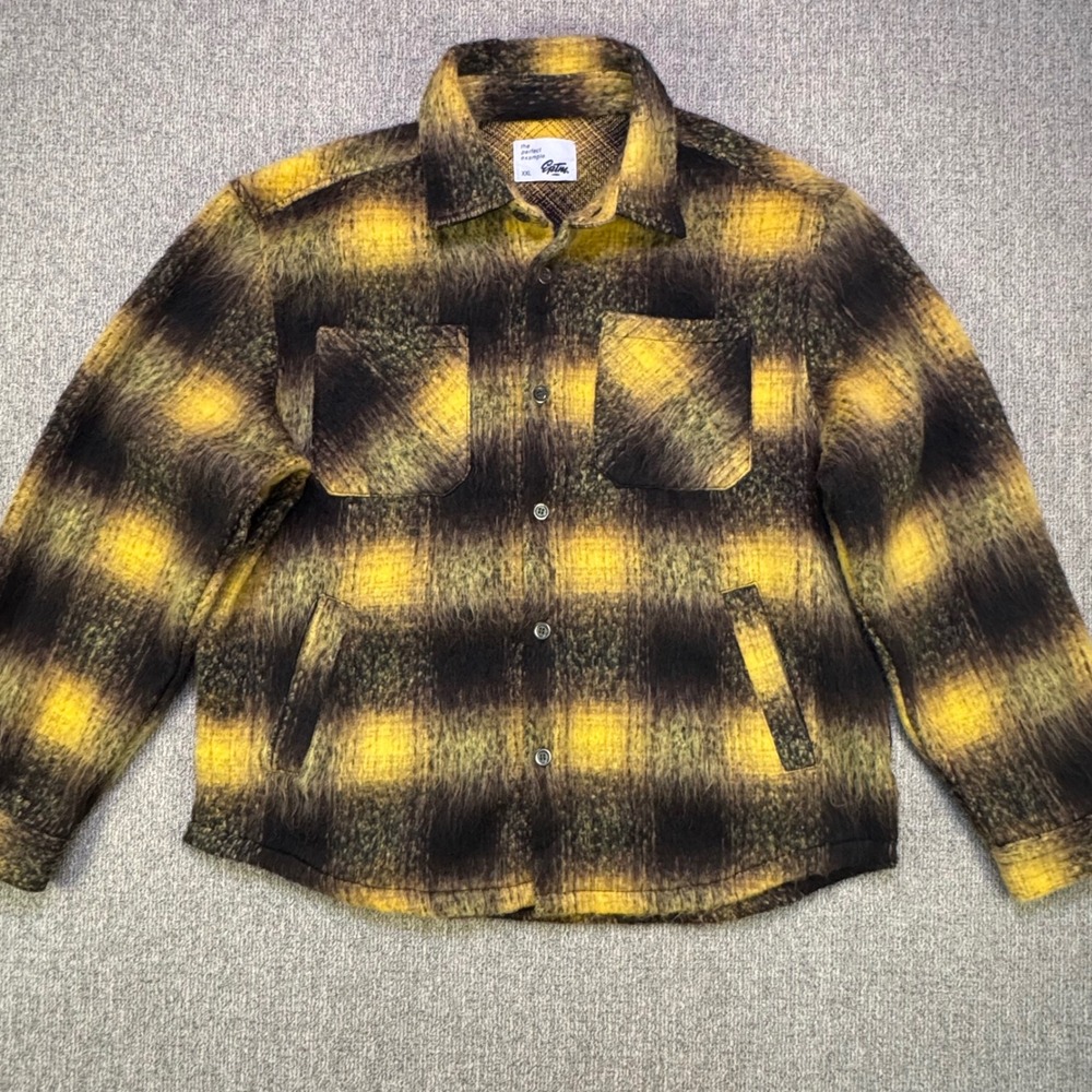 EPTM The Perfect Example Fuzzy Plaid‎ Shacket Yellow Black Mens XXL 11562